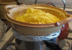 Colander sealed to pan to steam couscous